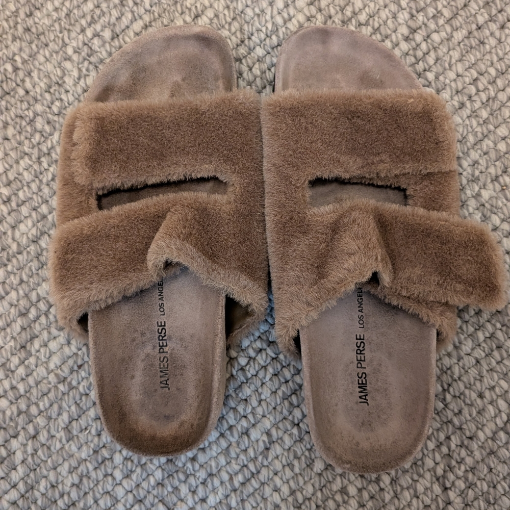 James Perse Double Strapped Shearling Slides